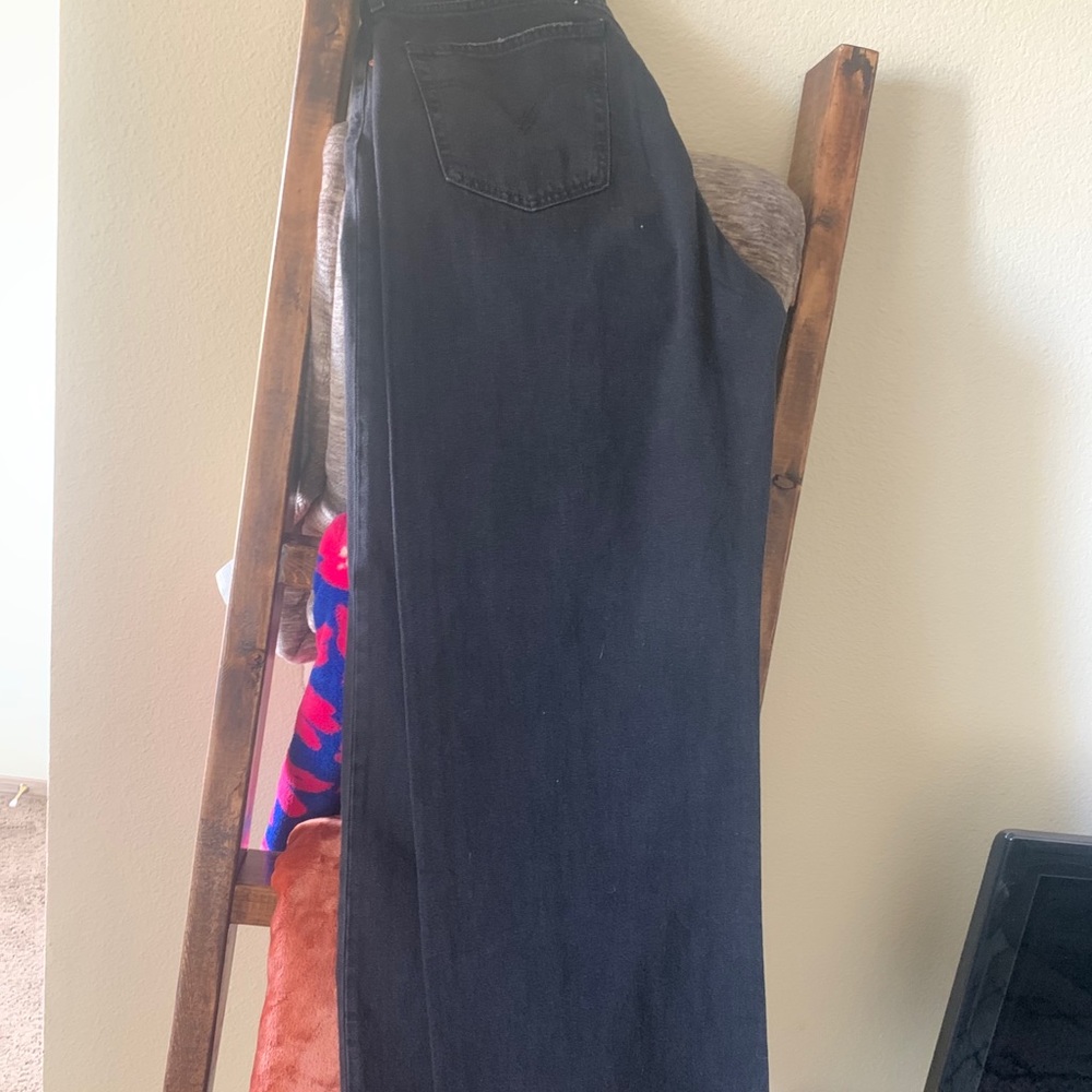 Black Levi Ribcage Wide Leg Jeans